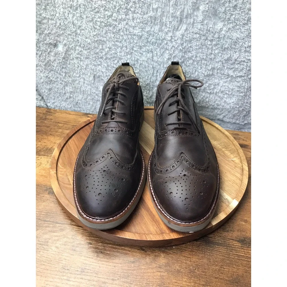 Cole Haan Harmon Grand Cap Toe Oxford Men 13 M Brown Leather Brogue Dress Shoes